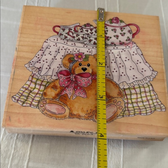 Decorative Wooden Stamps with Teddy Bear and Floral Designs - Picture 7 of 7